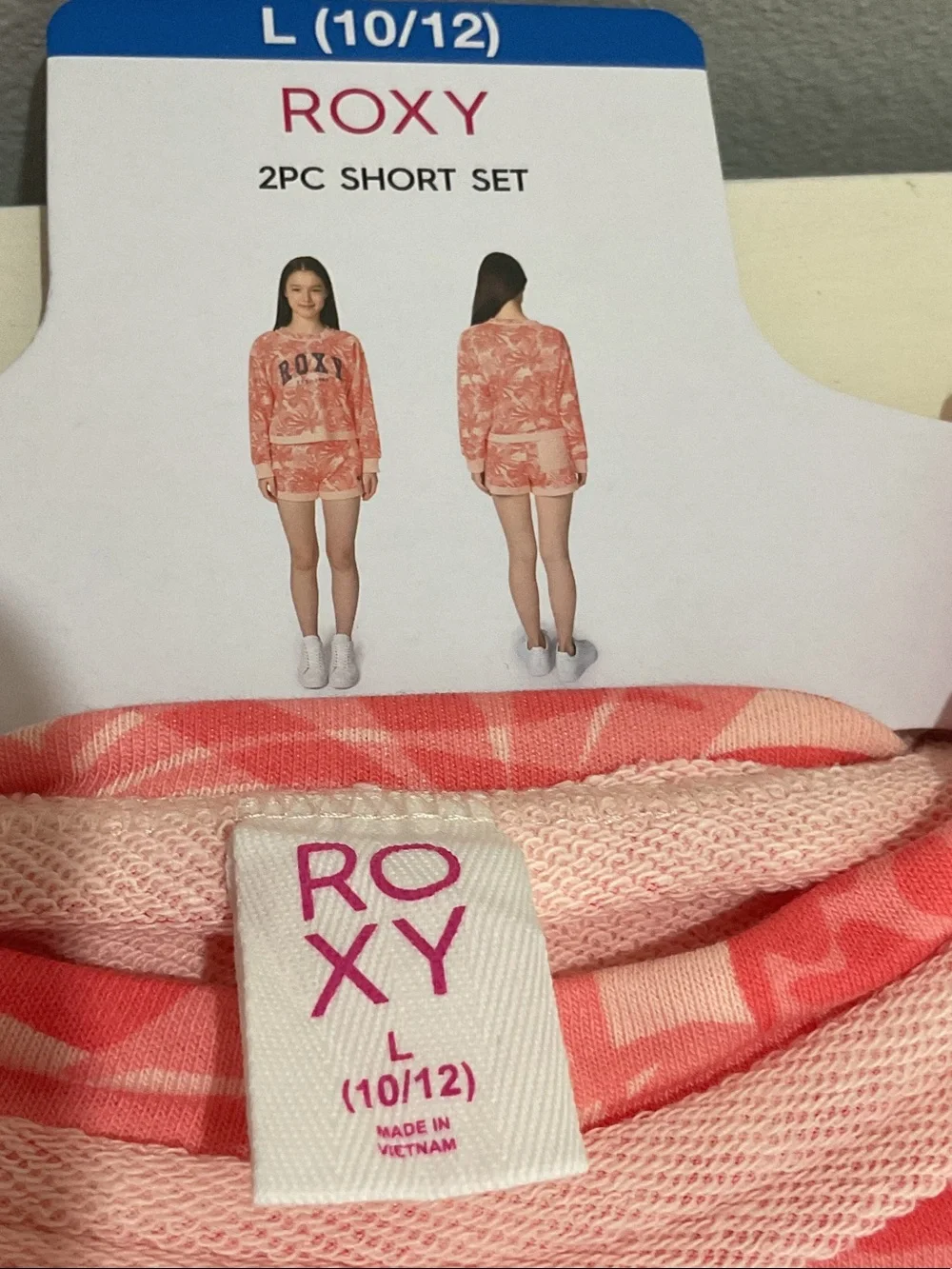 Roxy Girls Coral Pink Tropical Print Matching Set